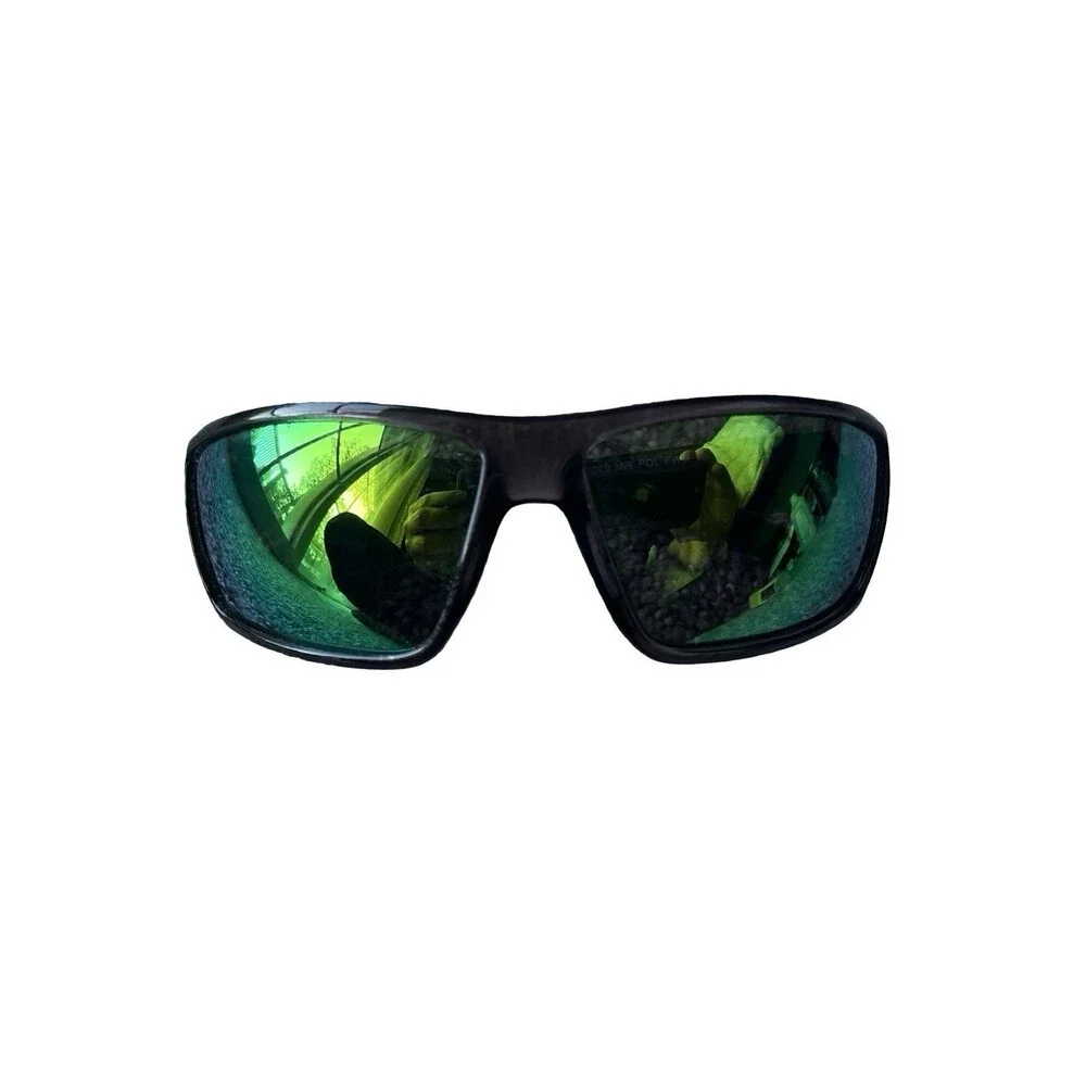 Foster Grant Green Mirror Wrap Sunglasses Black Sport Fishing Driving Unisex